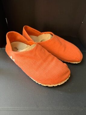 OETZ Orange/Peachy Slip-On Canvas Espadrille Flats Orthopedic